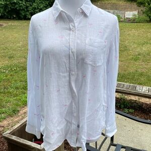 Rails flamingo print button down shirt